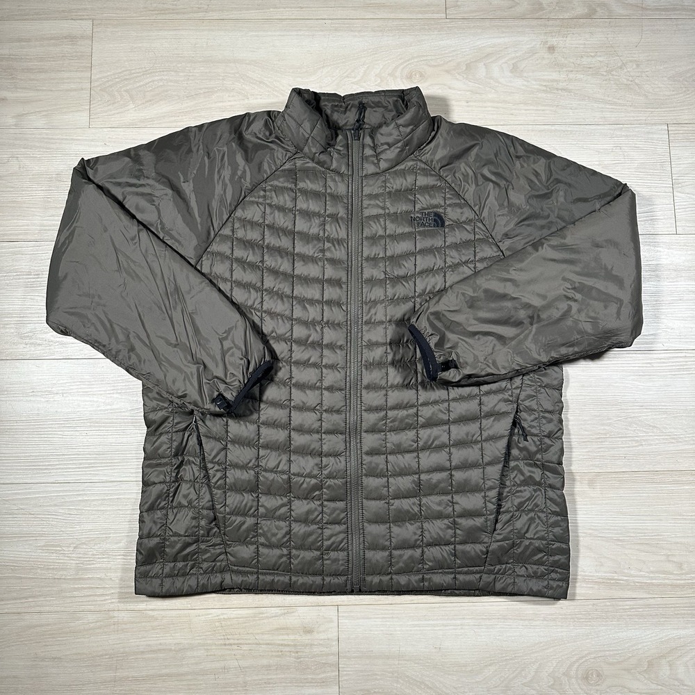 The North Face Mens Size 2XL Thermoball Eco Puffer Jacket Brown Full Zip Quilted